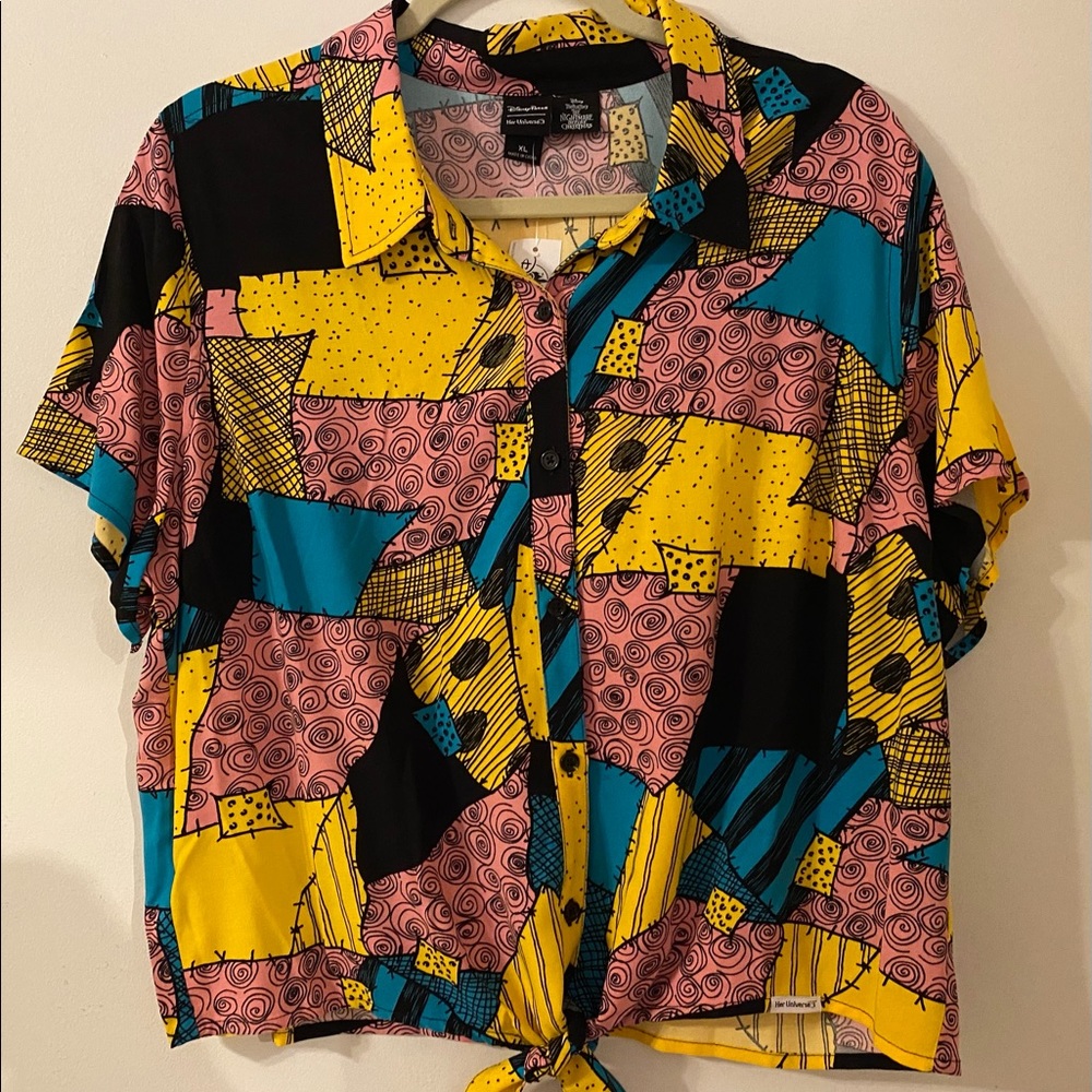 The Nightmare Before Christmas Sally Tie Front Top